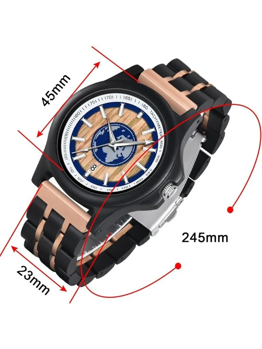 Men's Black Brown 100% Manual Classic Wrist Analog Quartz Handmade Wooden Watch